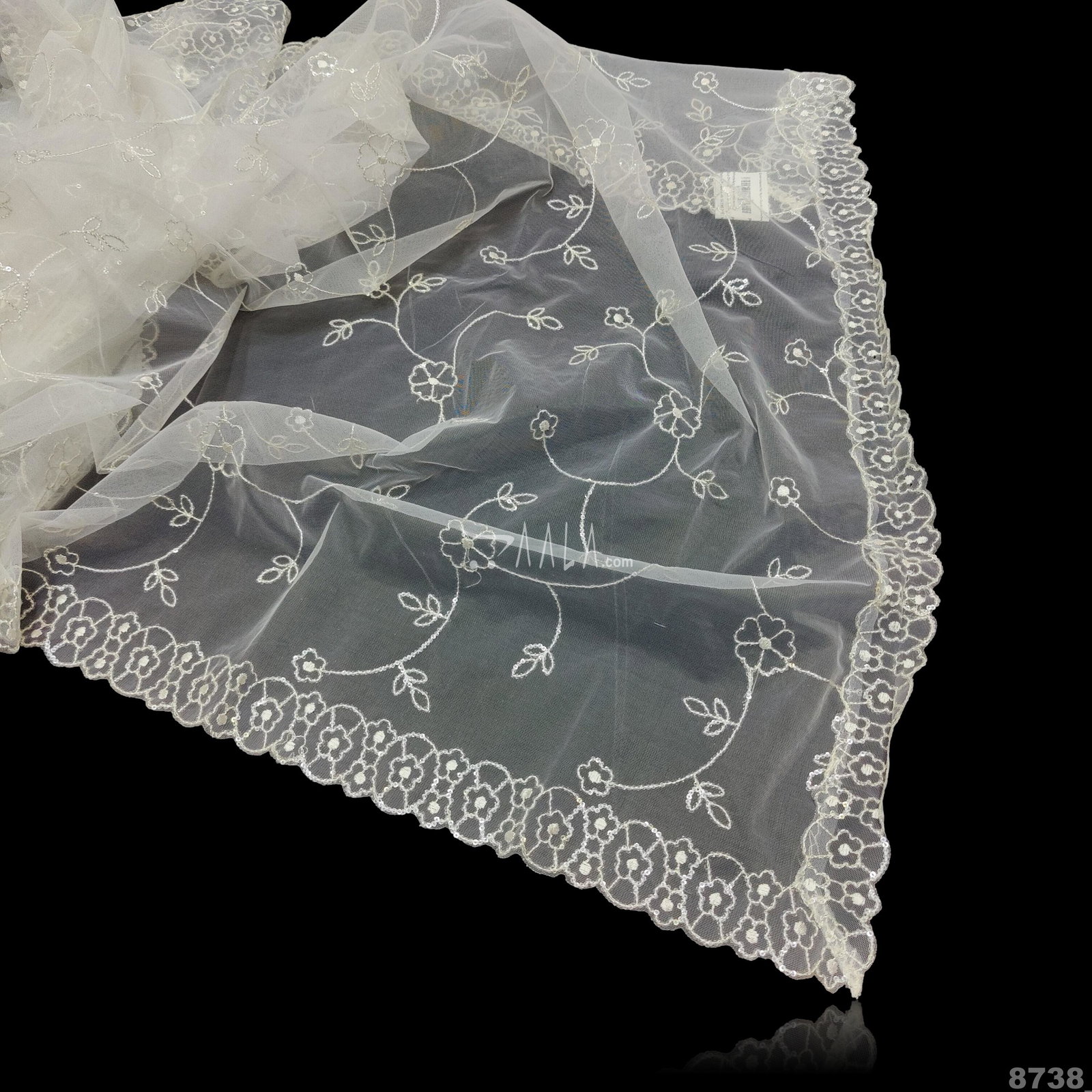 Embroidered Net Nylon Dupatta-36-Inches DYEABLE 2.25-Metres 