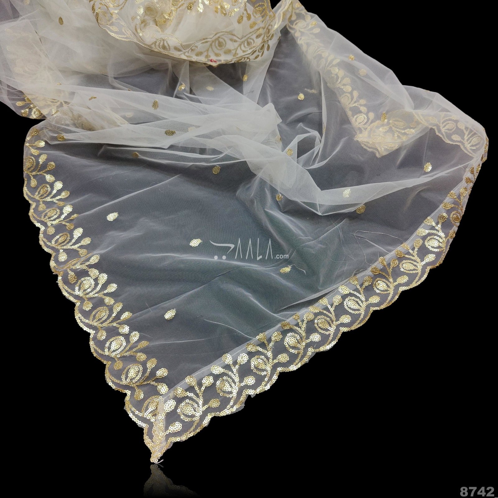 Embroidered Net Nylon Dupatta-36-Inches DYEABLE 2.25-Metres 