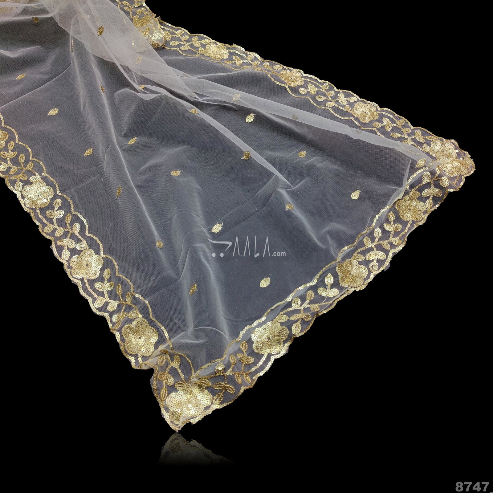 Embroidered Net Nylon Dupatta-36-Inches DYEABLE 2.25-Metres 