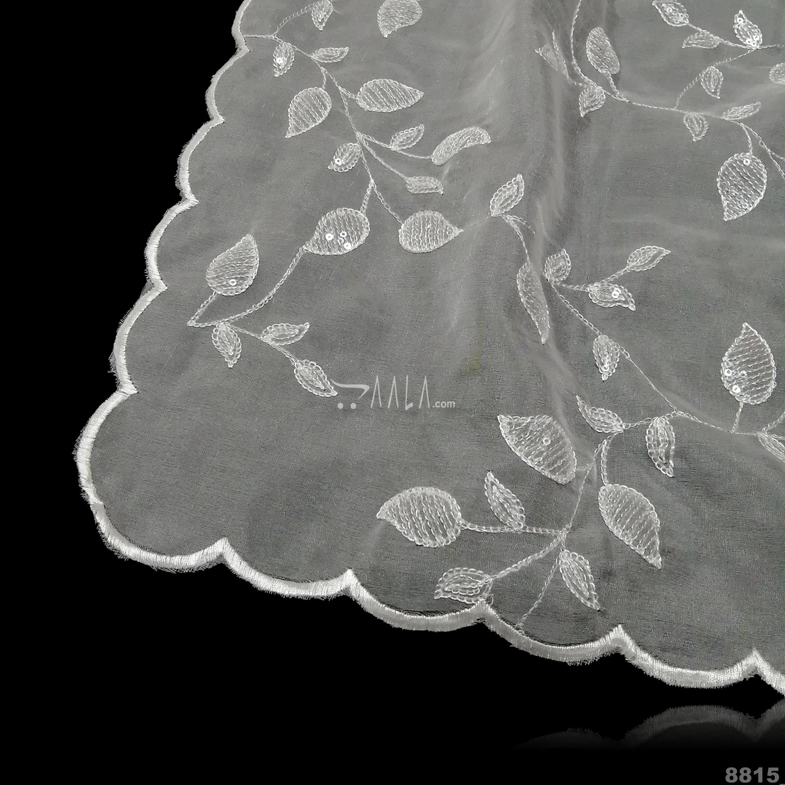 Embroidered-Scollap Organza Nylon Dupatta-36-Inches DYEABLE 2.25-Metres 