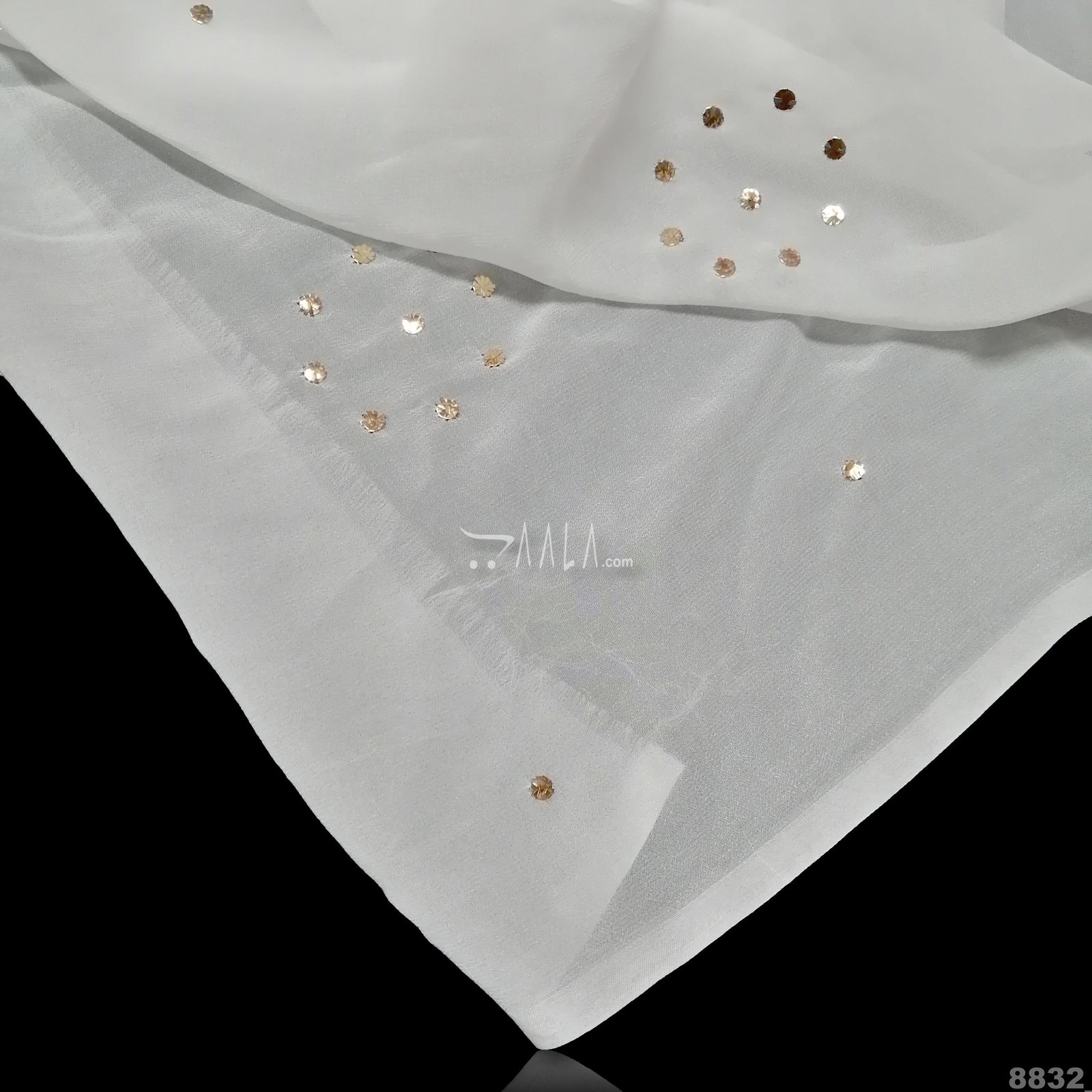 Hand-Mukaish Georgette Viscose Dupatta-44-Inches DYEABLE 2.25-Metres 