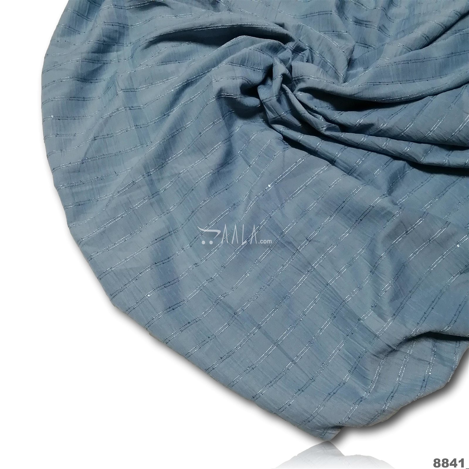 Crumble Silk Poly-ester 44-Inches BLUE Per-Metre #8841