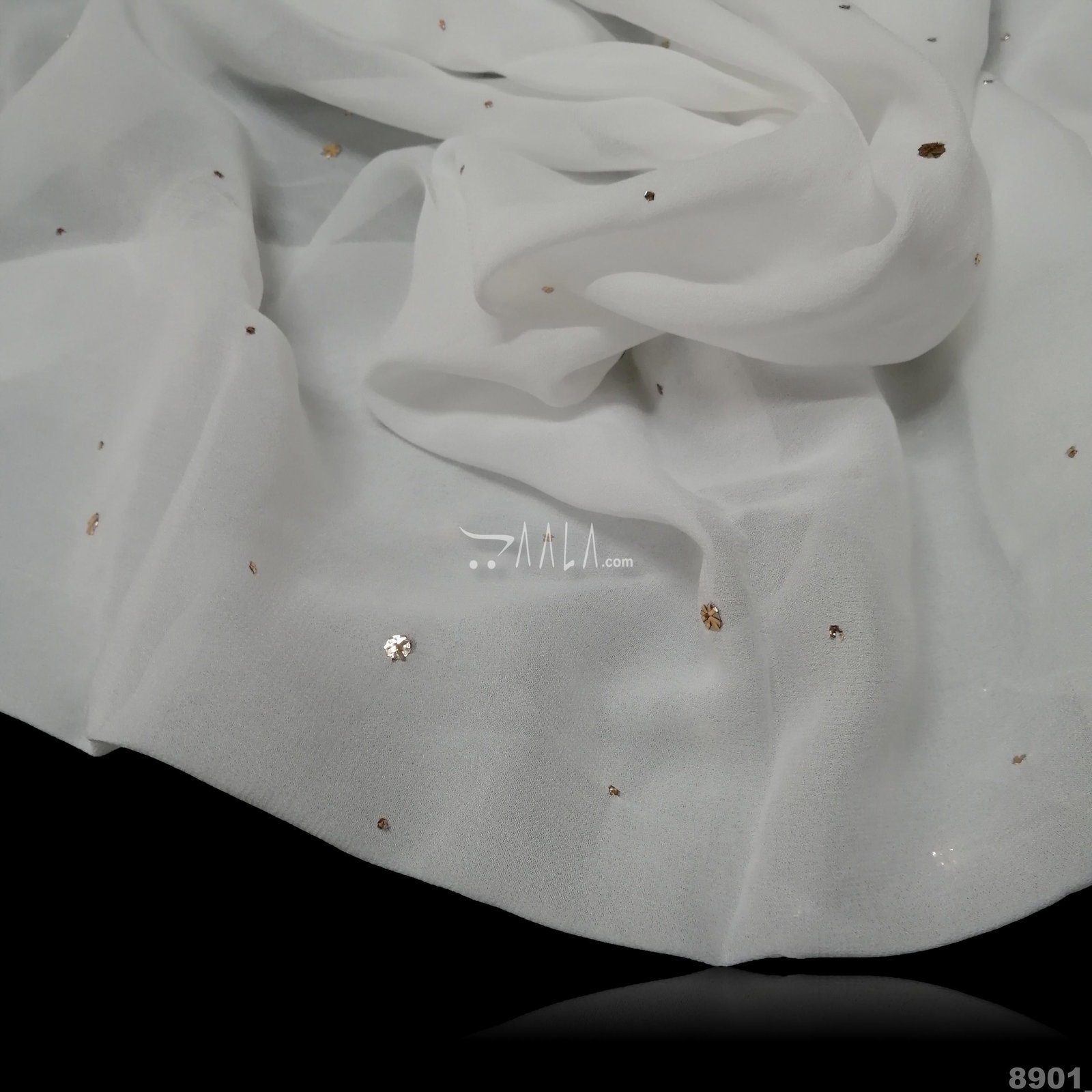 Hand-Mukaish Georgette Viscose Dupatta-44-Inches DYEABLE 2.25-Metres 