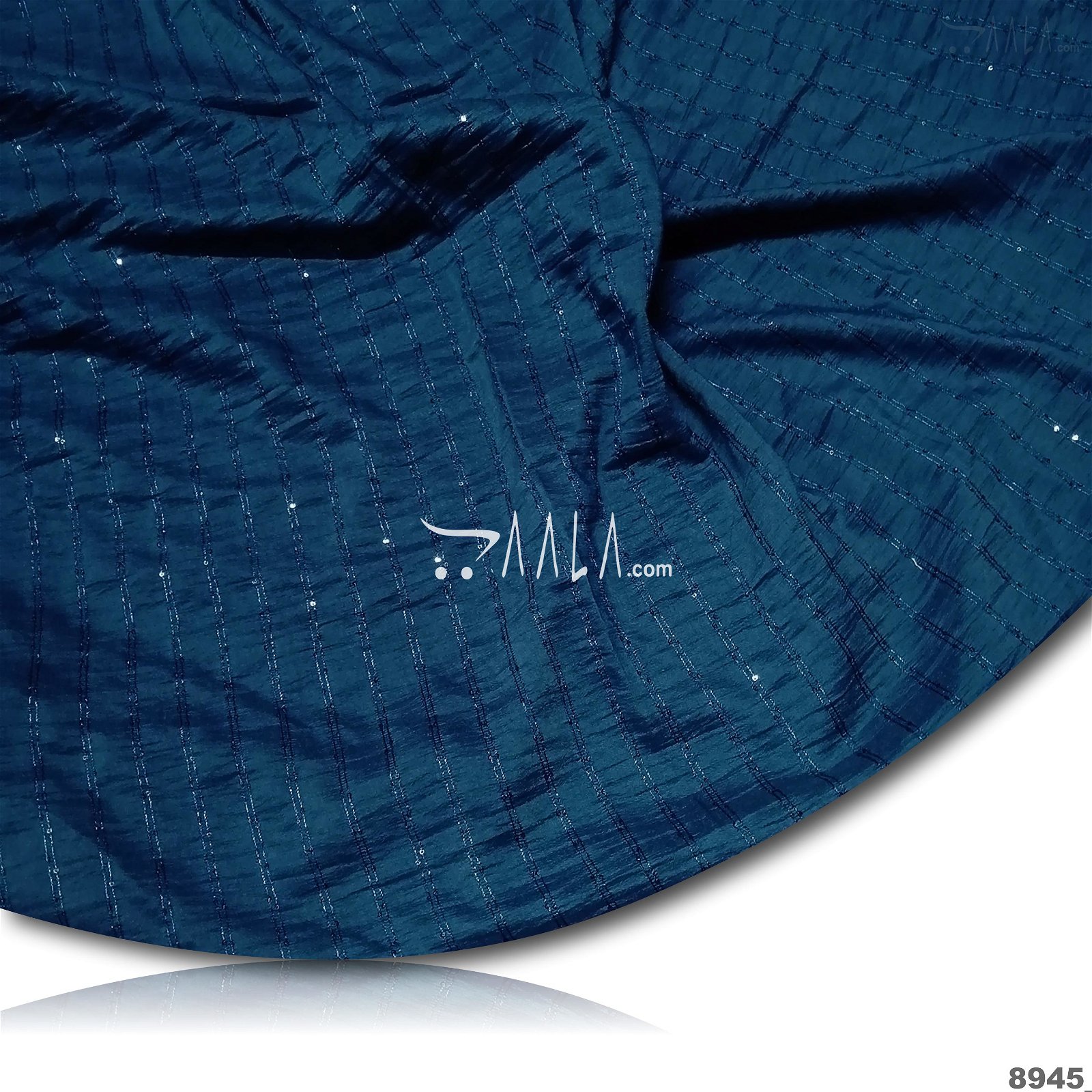 Crumble Silk Poly-ester 44-Inches BLUE Per-Metre #8945