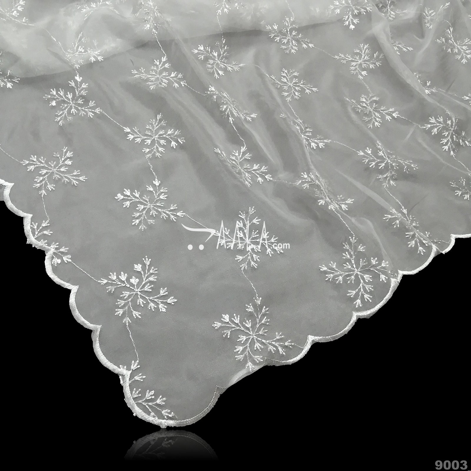 Embroidered-Scollap Organza Nylon Dupatta-36-Inches DYEABLE 2.25-Metres 