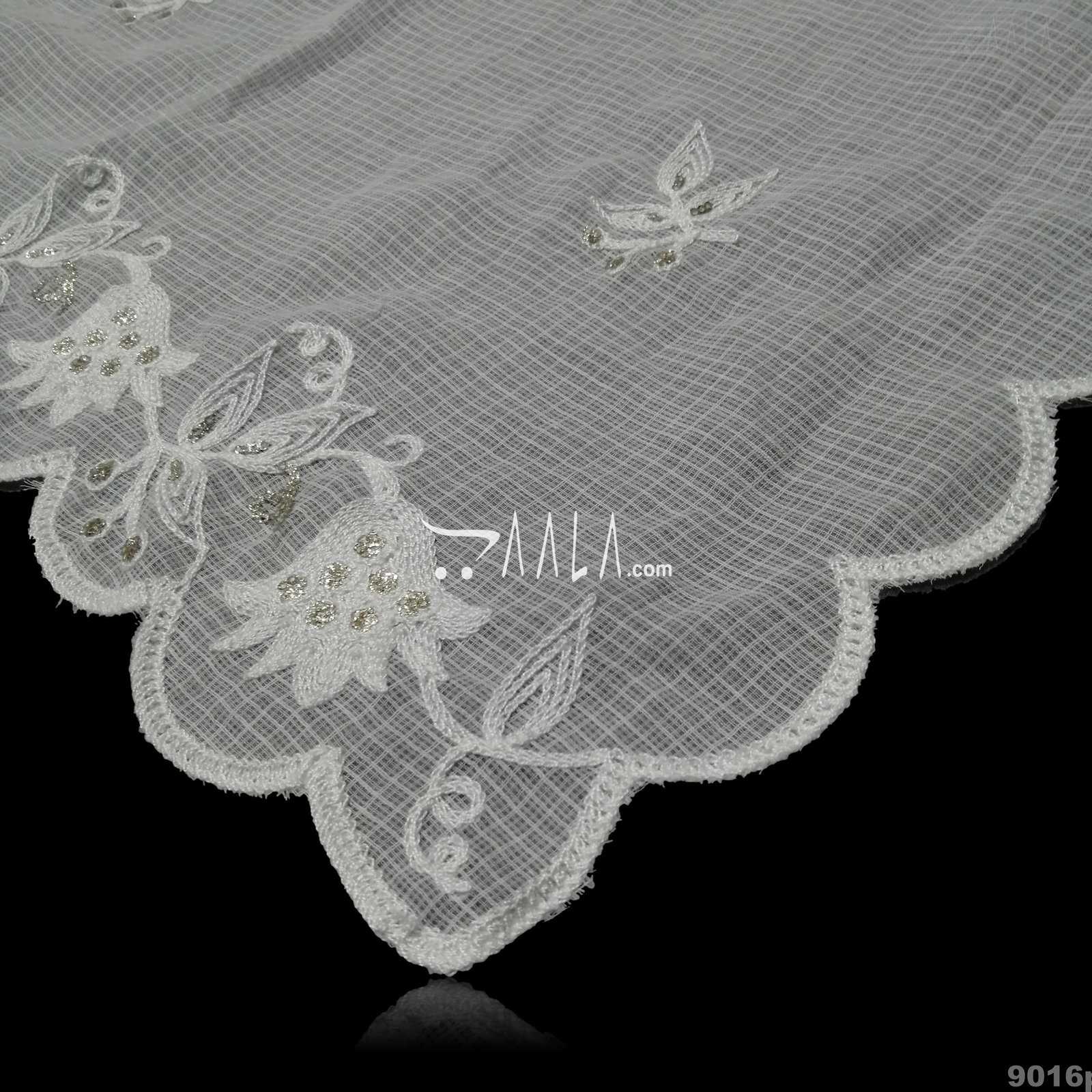 Embroidered-Scollap Jute Cotton Dupatta-36-Inches DYEABLE 2.25-Metres 