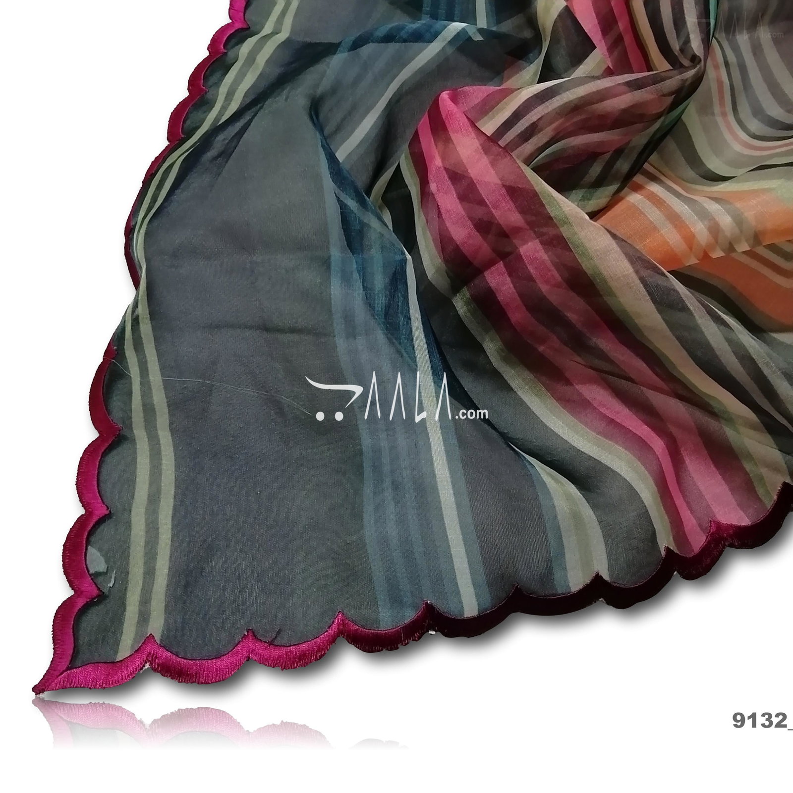 Scallop-Printed Organza Blend Dupatta-40-Inches PRINTED 2.25-Metres 