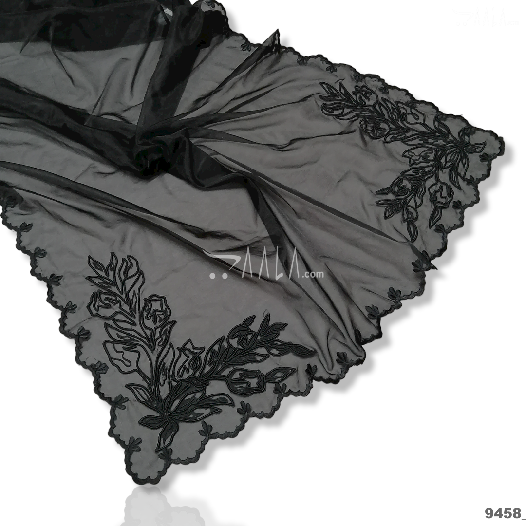Designer Organza Nylon Dupatta-40-Inches BLACK 2.25-Metres #9458