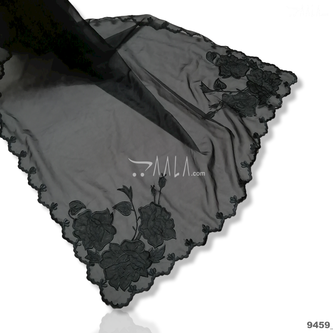 Designer Organza Nylon Dupatta-40-Inches BLACK 2.25-Metres #9459