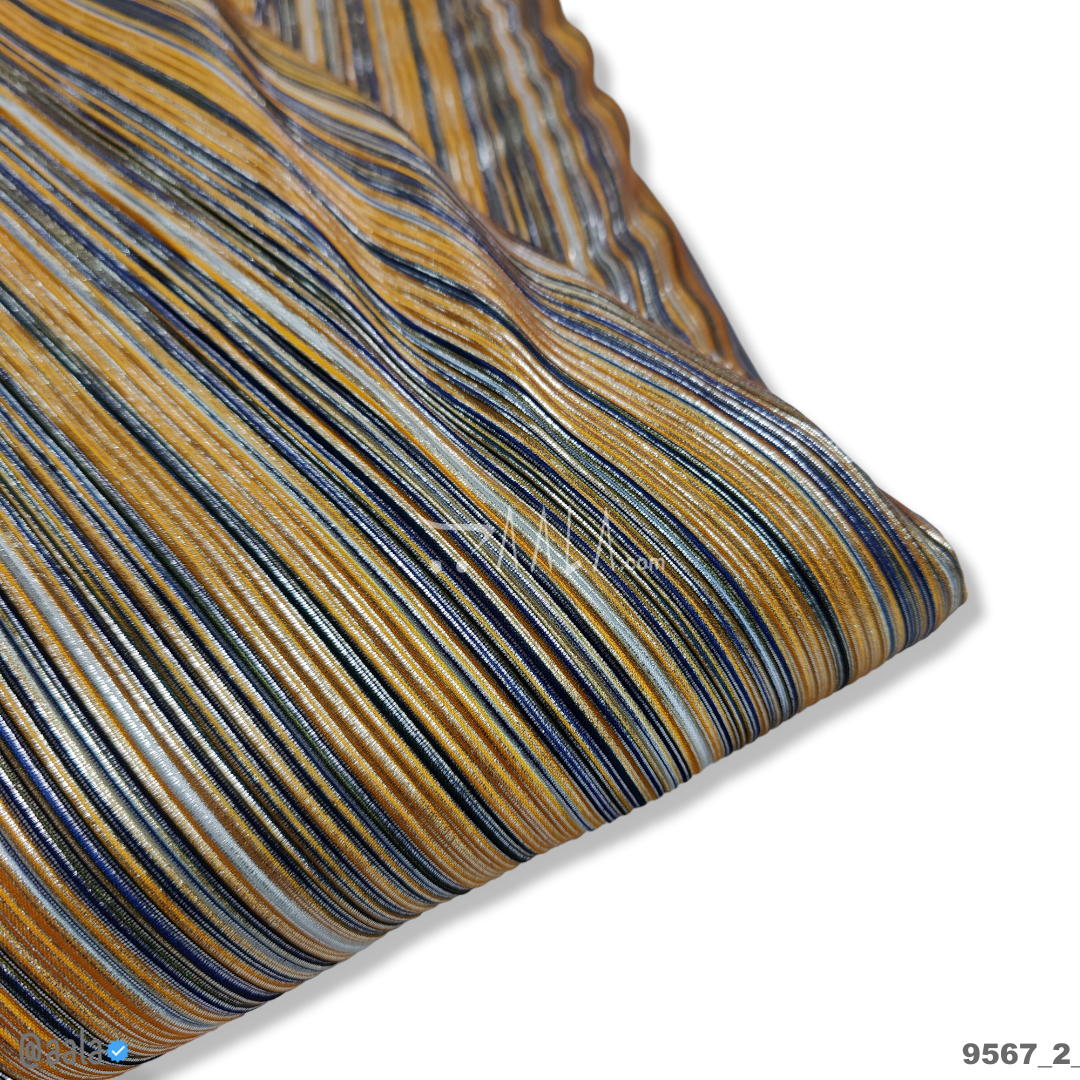 Multicolor-Pleat Silk Poly-ester 58-Inches ASSORTED Per-Metre #9567