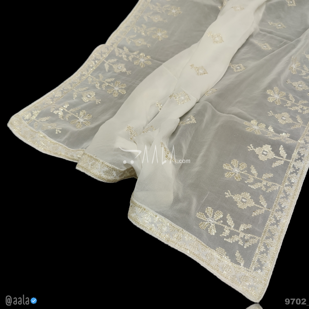 Embroidered Georgette Viscose Dupatta-40-Inches DYEABLE 2.25-Metres 