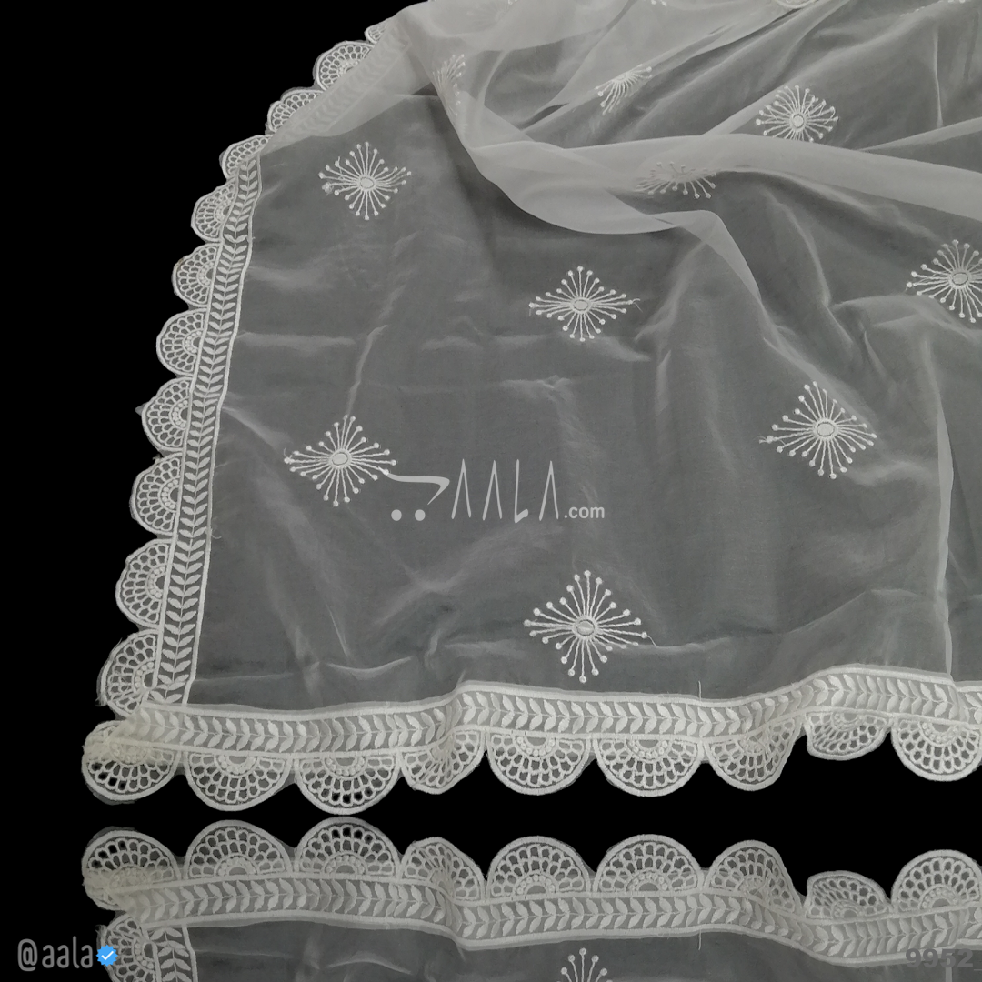 Embroidered-Scollap Organza Nylon Dupatta-36-Inches DYEABLE 2.25-Metres #9952