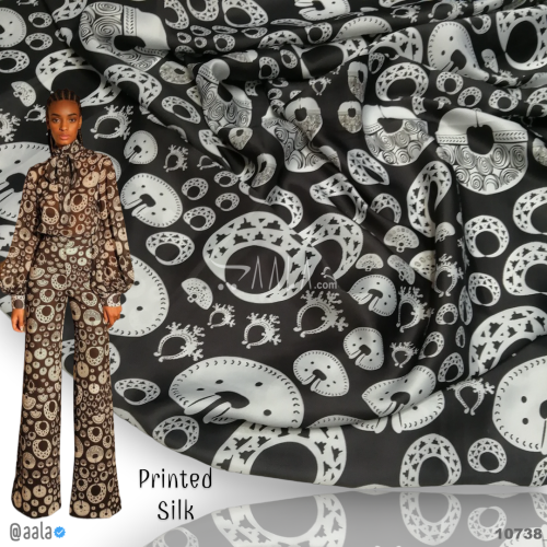 Printed-Nutella Silk Poly-ester 44-Inches PRINTED Per-Metre #10738