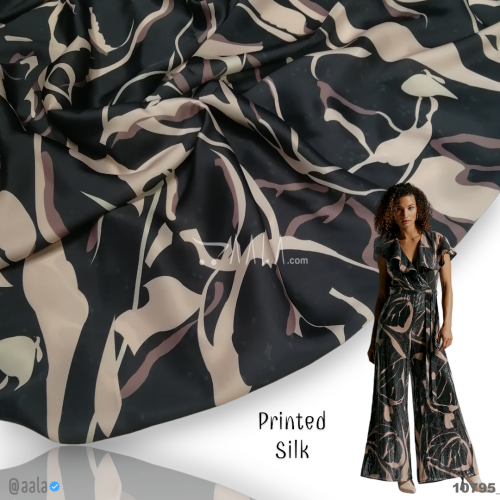Printed-Nutella Silk Poly-ester 44-Inches PRINTED Per-Metre #10795