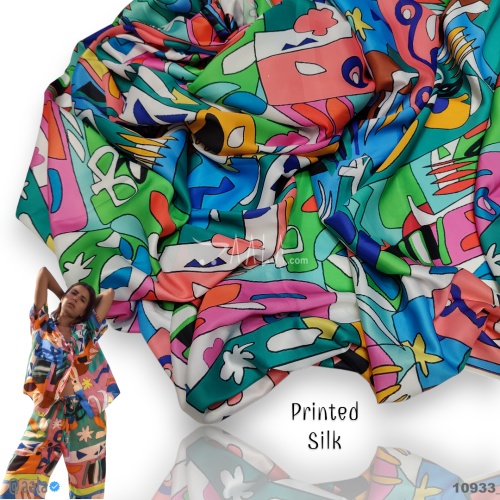 Printed Silk Poly-ester 44-Inches PRINTED Per-Metre #10933
