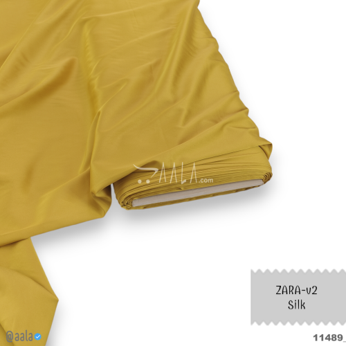 Zara-V2 Silk Poly-ester 58-Inches YELLOW Per-Metre #11489