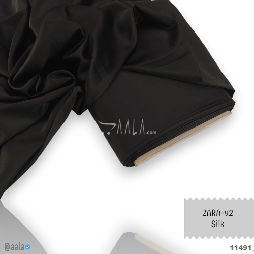 Zara-V2 Silk Poly-ester 58-Inches BLACK Per-Metre #11491