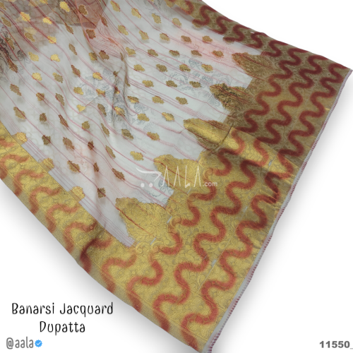 Banarsi-Jacquard Organza Viscose Dupatta-40-Inches DYEABLE 2.25-Metres #11550