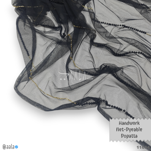 Designer Net Nylon Dupatta-38-Inches BLACK 2.25-Metres #11654