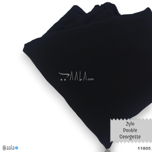 Zylo Double-Georgette Poly-ester 58-Inches BLACK Per-Metre #11805