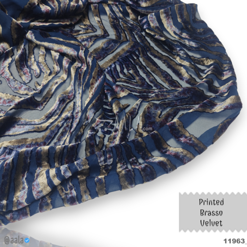 Printed-Brasso Velvet Poly-ester 44-Inches PRINTED Per-Metre #11963