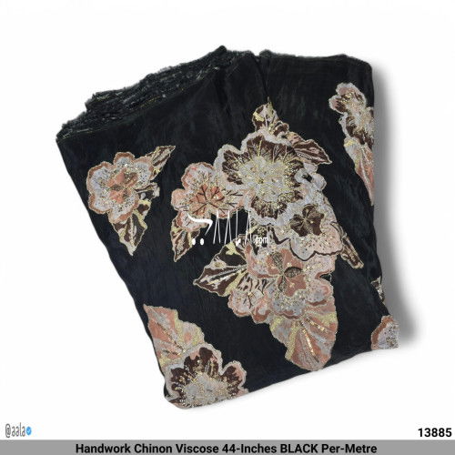 Handwork Chinon Viscose 44-Inches BLACK Per-Metre #13885