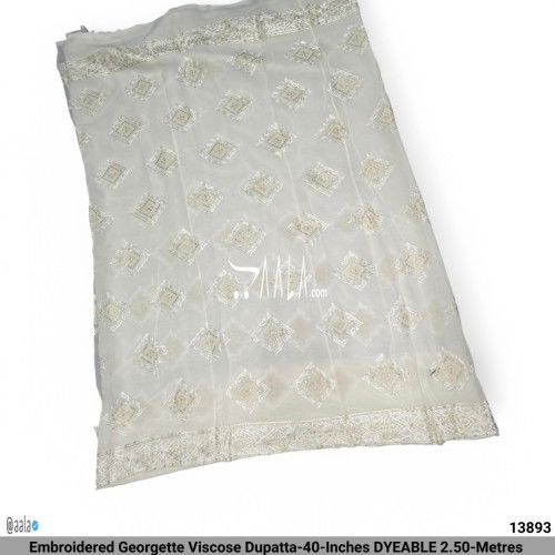 Embroidered Georgette Viscose Dupatta-40-Inches DYEABLE 2.50-Metres #13893