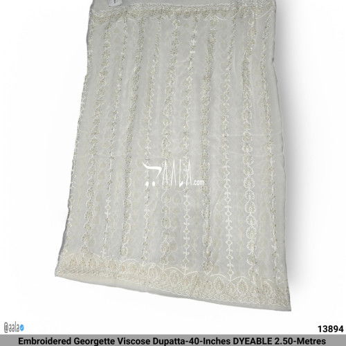 Embroidered Georgette Viscose Dupatta-40-Inches DYEABLE 2.50-Metres #13894