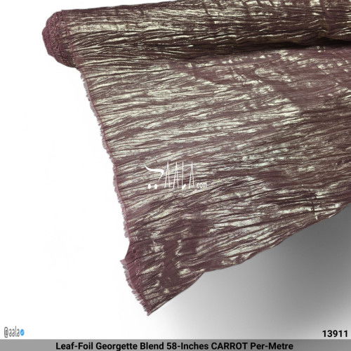 Leaf-Foil Georgette Blend 58-Inches CARROT Per-Metre #13911