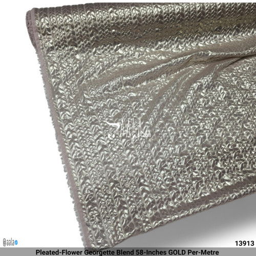 Pleated-Flower Georgette Blend 58-Inches GOLD Per-Metre #13913