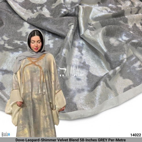 Dove-Leopard-Shimmer Velvet Blend 58-Inches GREY Per-Metre #14022