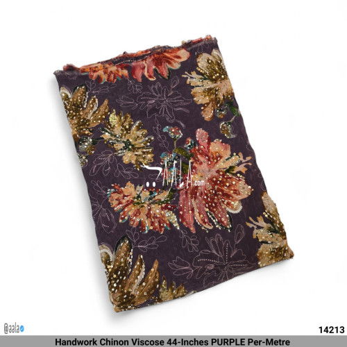 Handwork Chinon Viscose 44-Inches PURPLE Per-Metre #14213