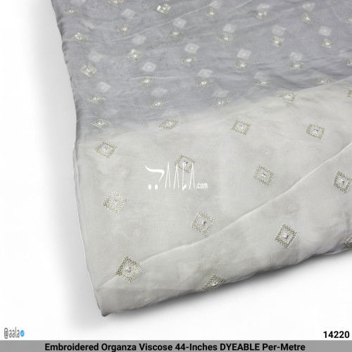 Embroidered Organza Viscose 44-Inches DYEABLE Per-Metre #14220