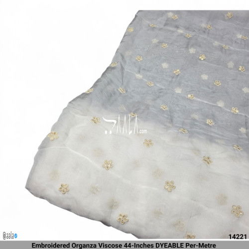 Embroidered Organza Viscose 44-Inches DYEABLE Per-Metre #14221