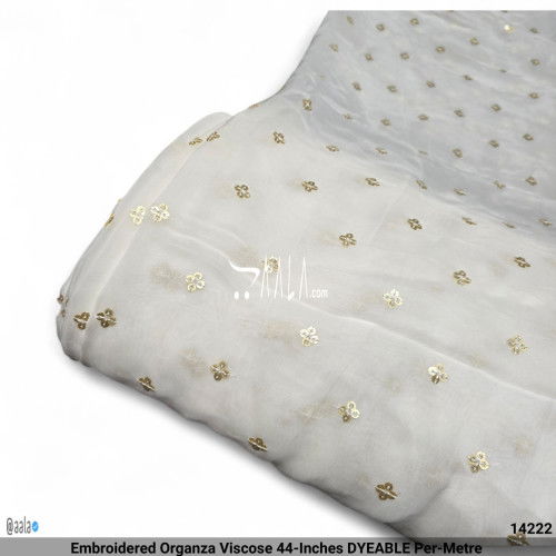Embroidered Organza Viscose 44-Inches DYEABLE Per-Metre #14222