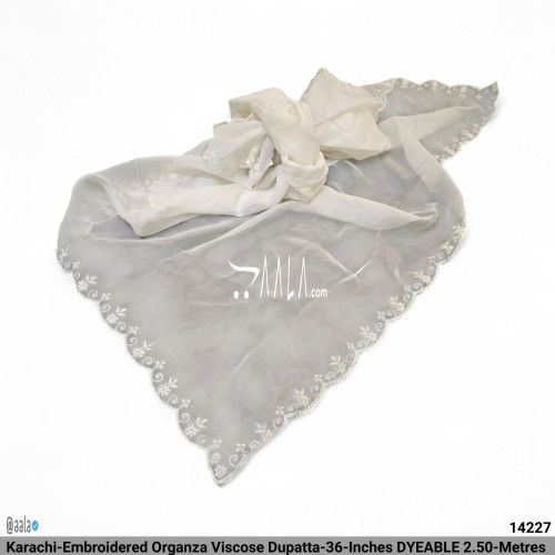 Karachi-Embroidered Organza Viscose Dupatta-36-Inches DYEABLE 2.50-Metres #14227