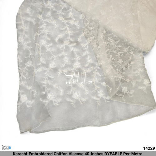 Karachi-Embroidered Chiffon Viscose 40-Inches DYEABLE Per-Metre #14229