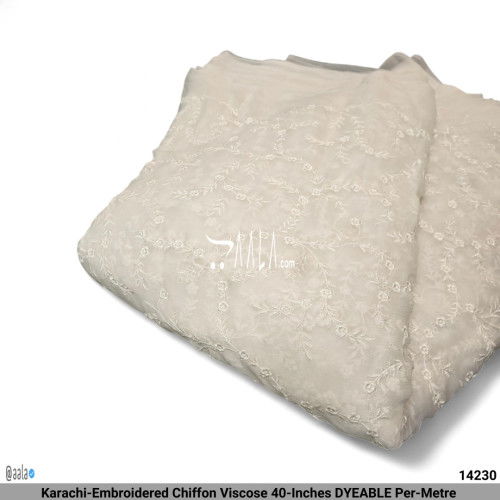 Karachi-Embroidered Chiffon Viscose 40-Inches DYEABLE Per-Metre #14230