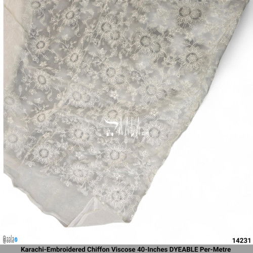 Karachi-Embroidered Chiffon Viscose 40-Inches DYEABLE Per-Metre #14231