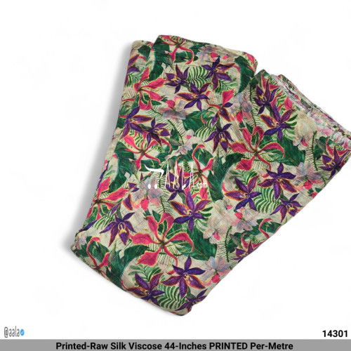 Printed-Raw Silk Viscose 44-Inches PRINTED Per-Metre #14301
