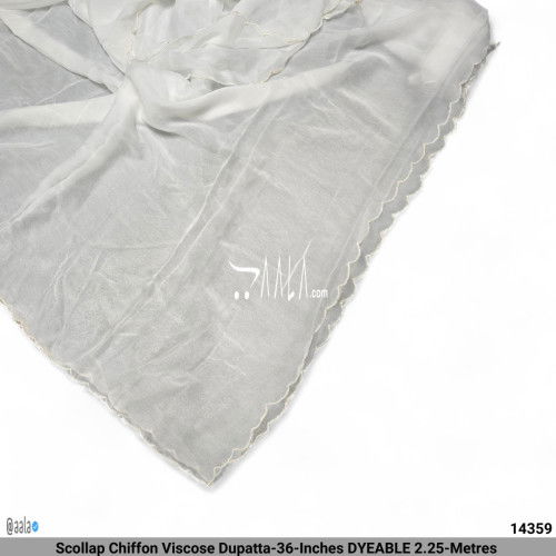Scollap Chiffon Viscose Dupatta-36-Inches DYEABLE 2.25-Metres #14359