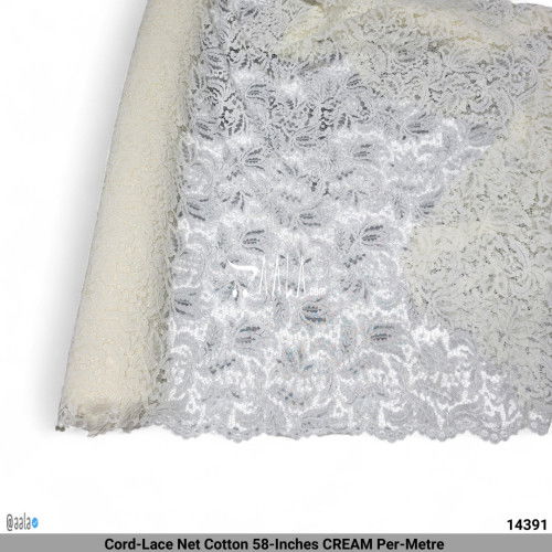 Cord-Lace Net Cotton 58-Inches CREAM Per-Metre #14391