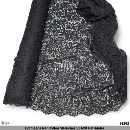 Cord-Lace Net Cotton 58-Inches BLACK Per-Metre #14392