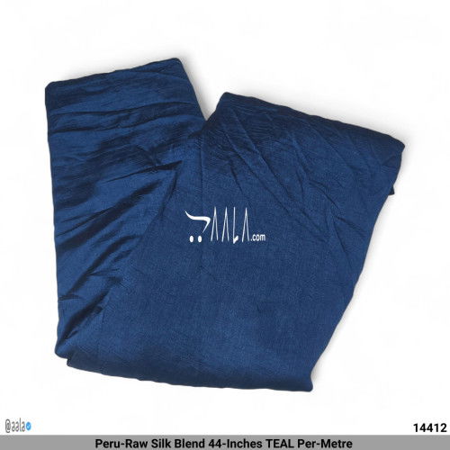 Peru-Raw Silk Blend 44-Inches TEAL Per-Metre #14412
