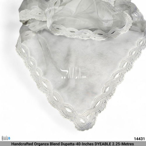 Handcrafted Organza Blend Dupatta-40-Inches DYEABLE 2.25-Metres 