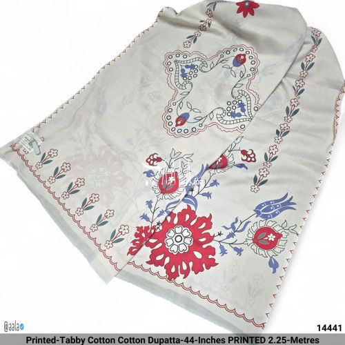 Printed-Tabby Cotton Cotton Dupatta-44-Inches PRINTED 2.25-Metres