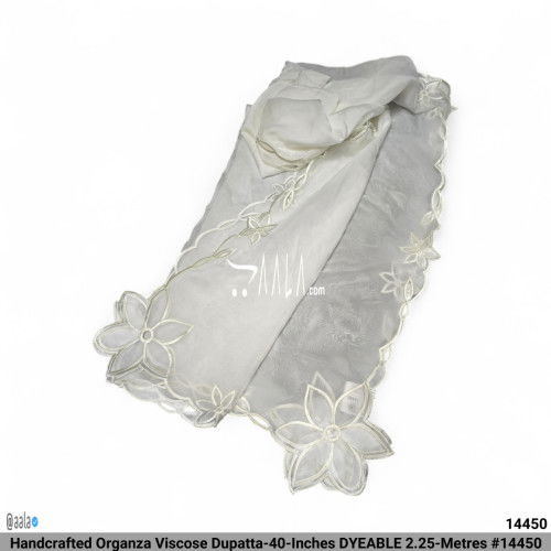 Handcrafted Organza Viscose Dupatta-40-Inches DYEABLE 2.25-Metres #14450