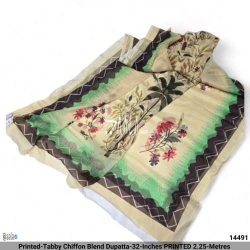 Printed-Tabby Chiffon Blend Dupatta-32-Inches PRINTED 2.25-Metres 