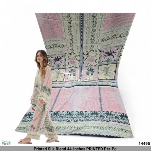 Printed Silk Blend 44-Inches PRINTED Per-Pc 
