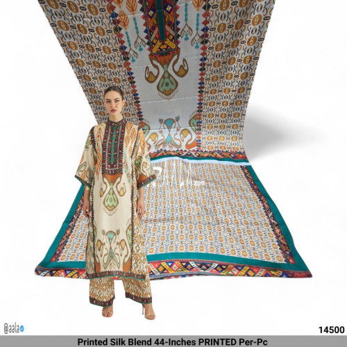 Printed Silk Blend 44-Inches PRINTED Per-Pc 